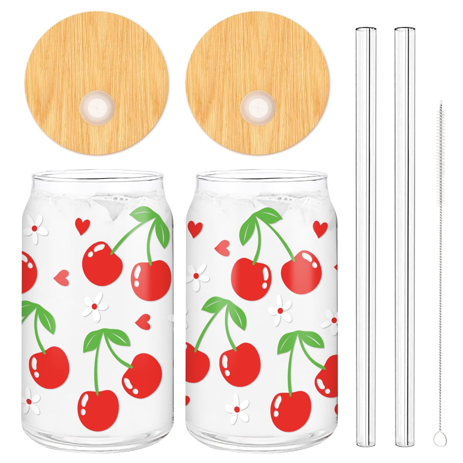 Amazon.com | Whaline 2 Pack Cherry Iced Coffee Cup Red Cherry